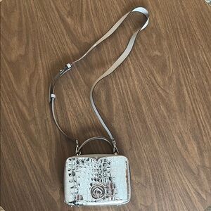 Kate Spade Silver and Pale Purple Croc-Embossed Crossbody Bag